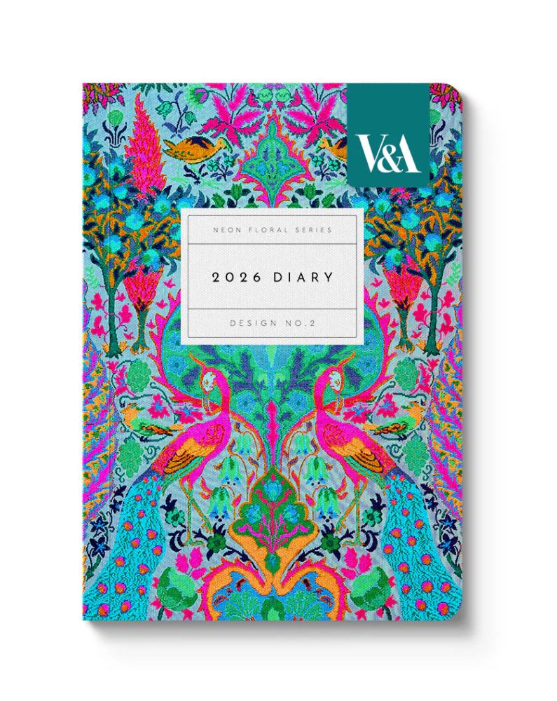 V&A A6 Diary-Neon Floral Peacock