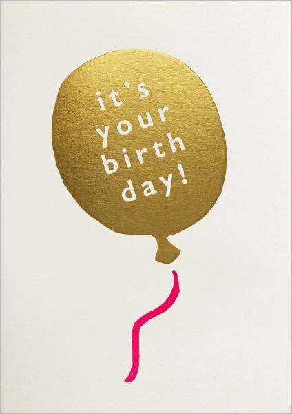 Mini Card-Gold Balloon Birthday