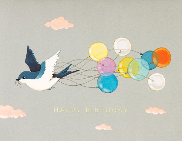 Foil Card-Swallow and Balloons Birthday