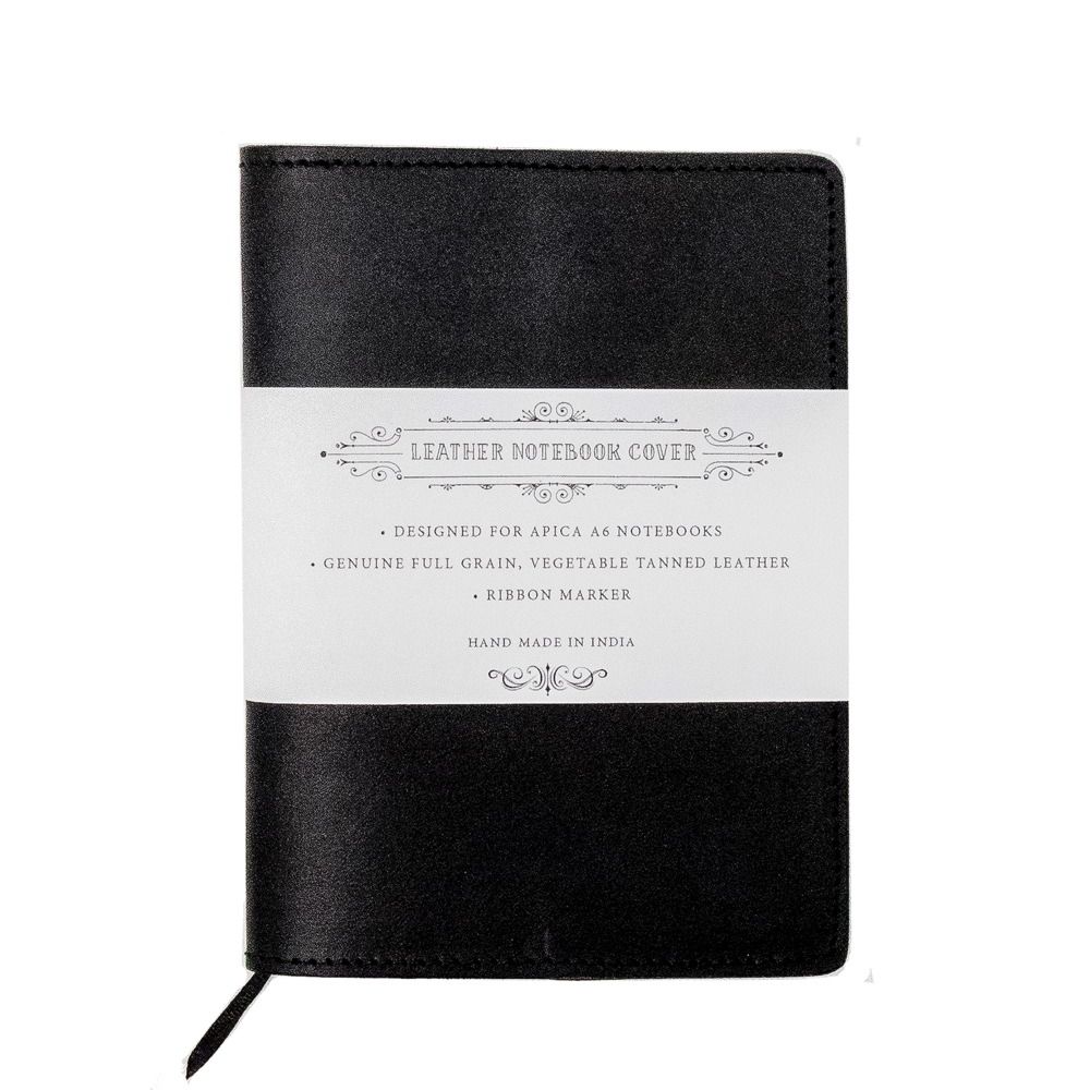A6 Notebook with Leather Jacket-Black