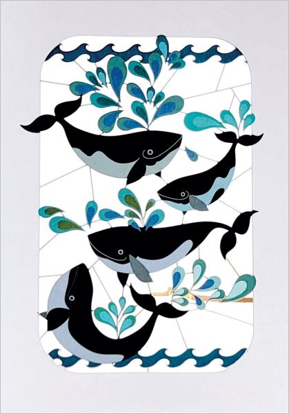 [FO-PM0236] Laser Cut Card-Whales Splashing