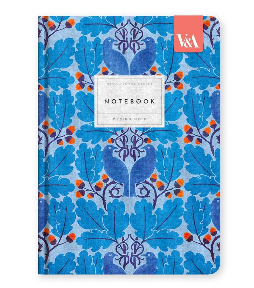 [OD-SN-VA-1-A5-12836] V&A A5 Premium Hard Cover Notebook-Neon Floral Blue Birds